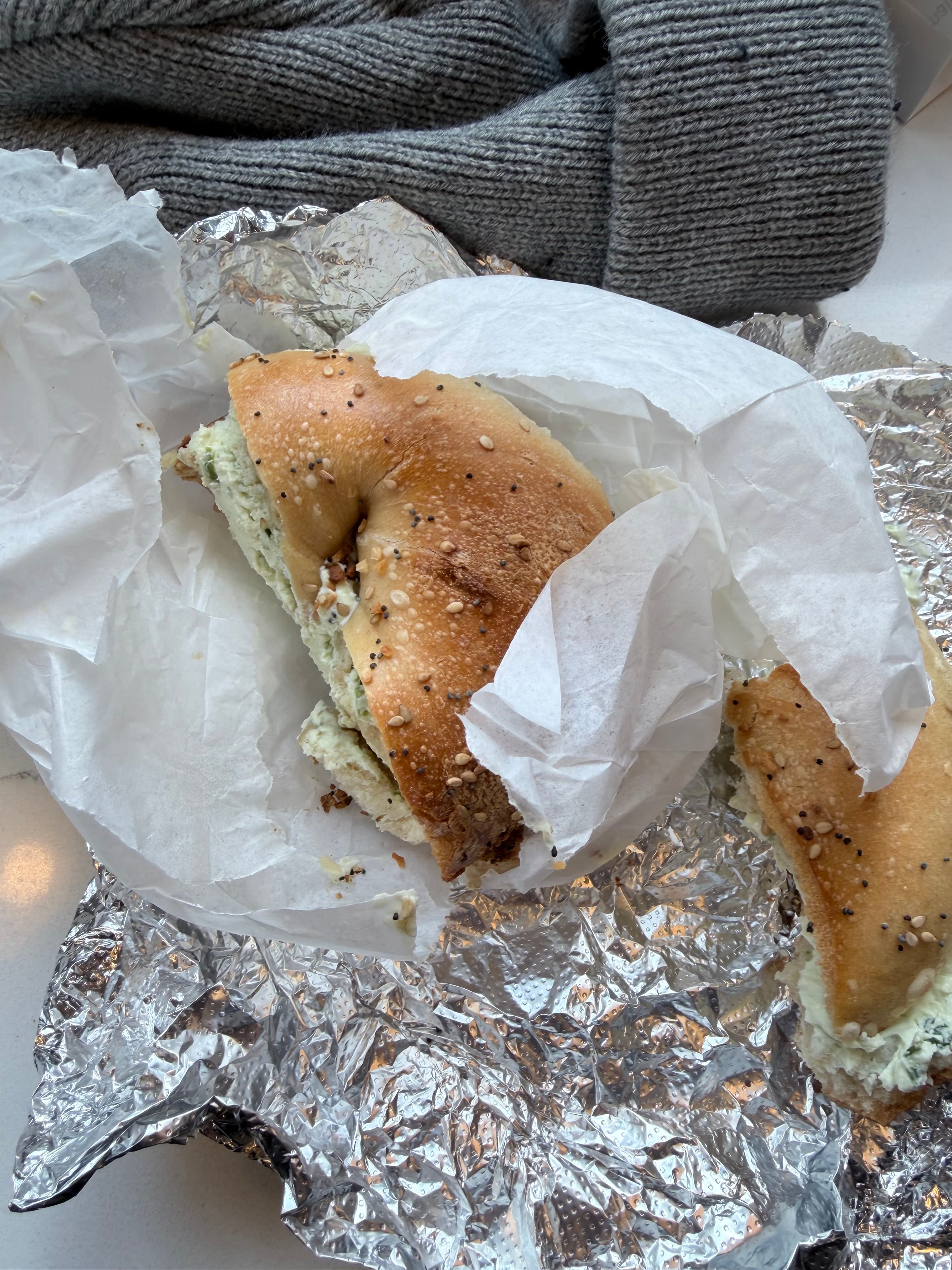 Everything Bagel with Scallion Cheese